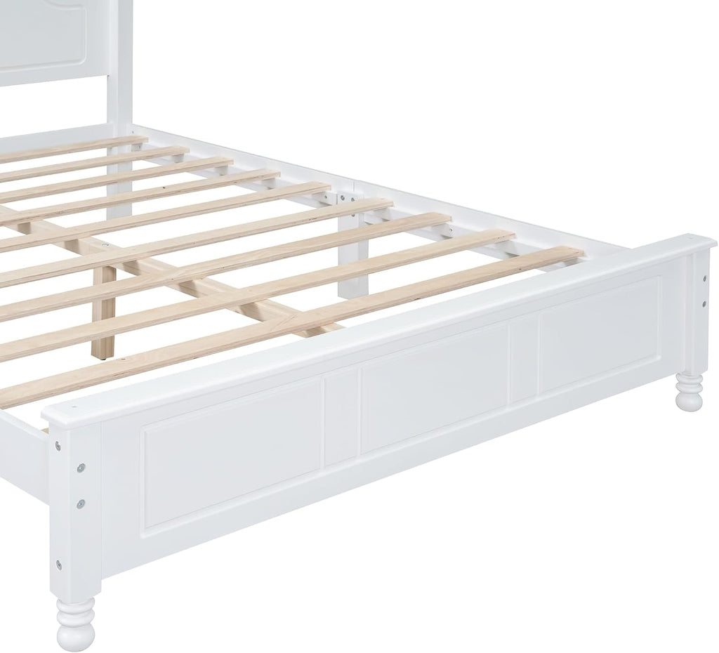 Flieks 3-Pieces Bedroom Sets,Queen Size Wood Platform Bed Frame for Boys Girls Kids Adults Toddler and Two Nightstands-White