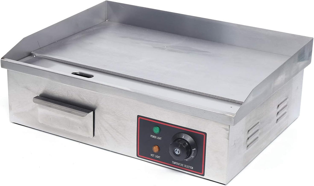 1600W Commercial Electric Griddle Flat Top Grill BBQ Restaurant Kitchen Teppanyaki Griddle, Commercial Table Top Griddle Electric Countertop Griddle Grill Hot Plate 122-572℉ Temperature Control