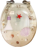 Toilet Seat Resin Toilet Seat Round, Purple Toilet Seat, Elongated Toilet Seat Slow Close,Quick Release Easy to Install Easy to Clean 16.5' × 14.2' (Clear)
