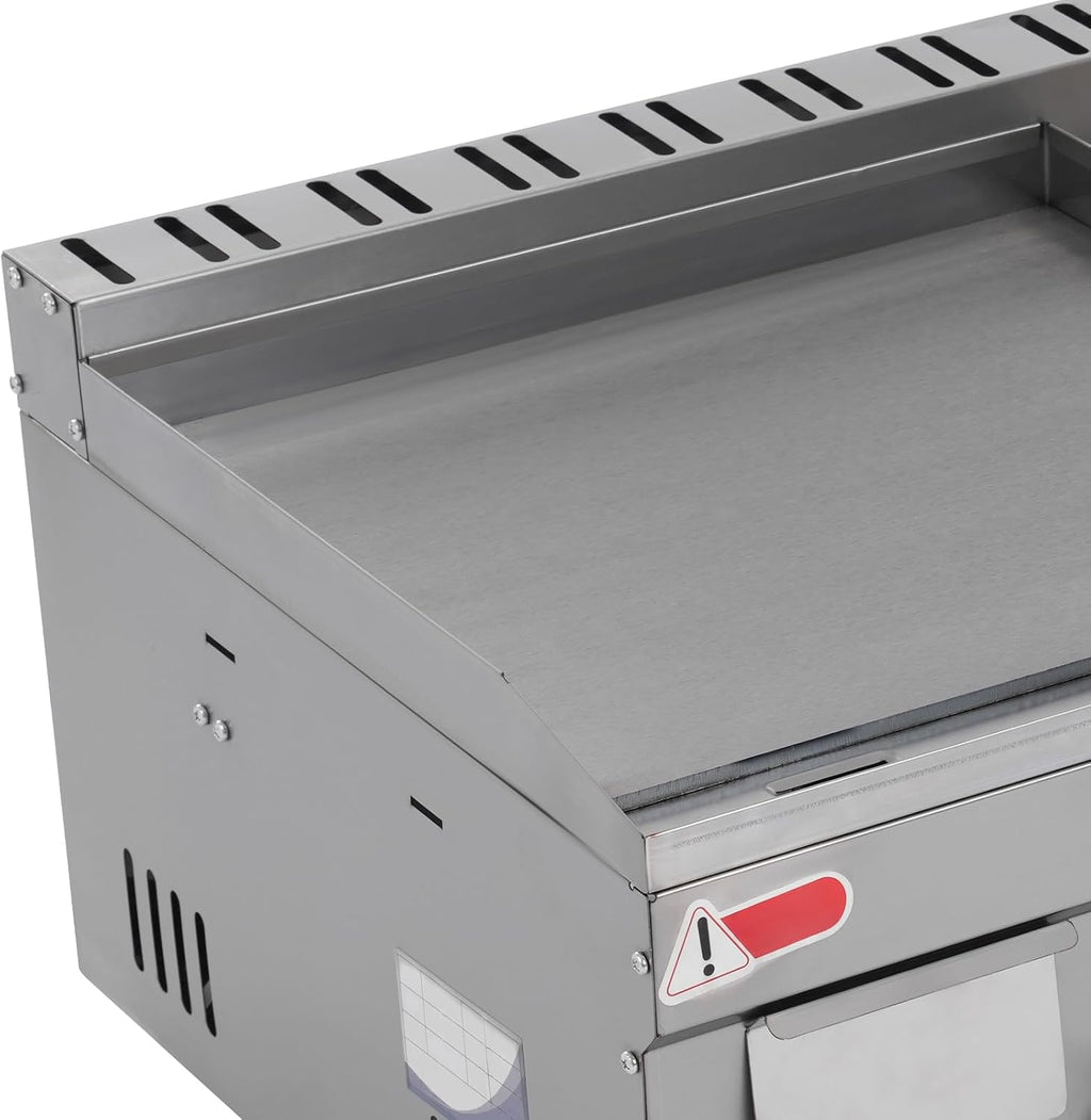 Commercial Gas Grills Griddle Flat Top with Deep Fryer Stainless Steel Multi-function Countertop BBQ Hot Plate Grill and Deep Fryer with Basket and Lid for Commercial & Home Use