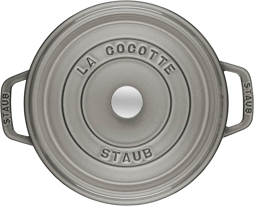 STAUB Cast Iron Roaster/Cocotte, Round, 34 cm, 12.6 L, Graphite Grey