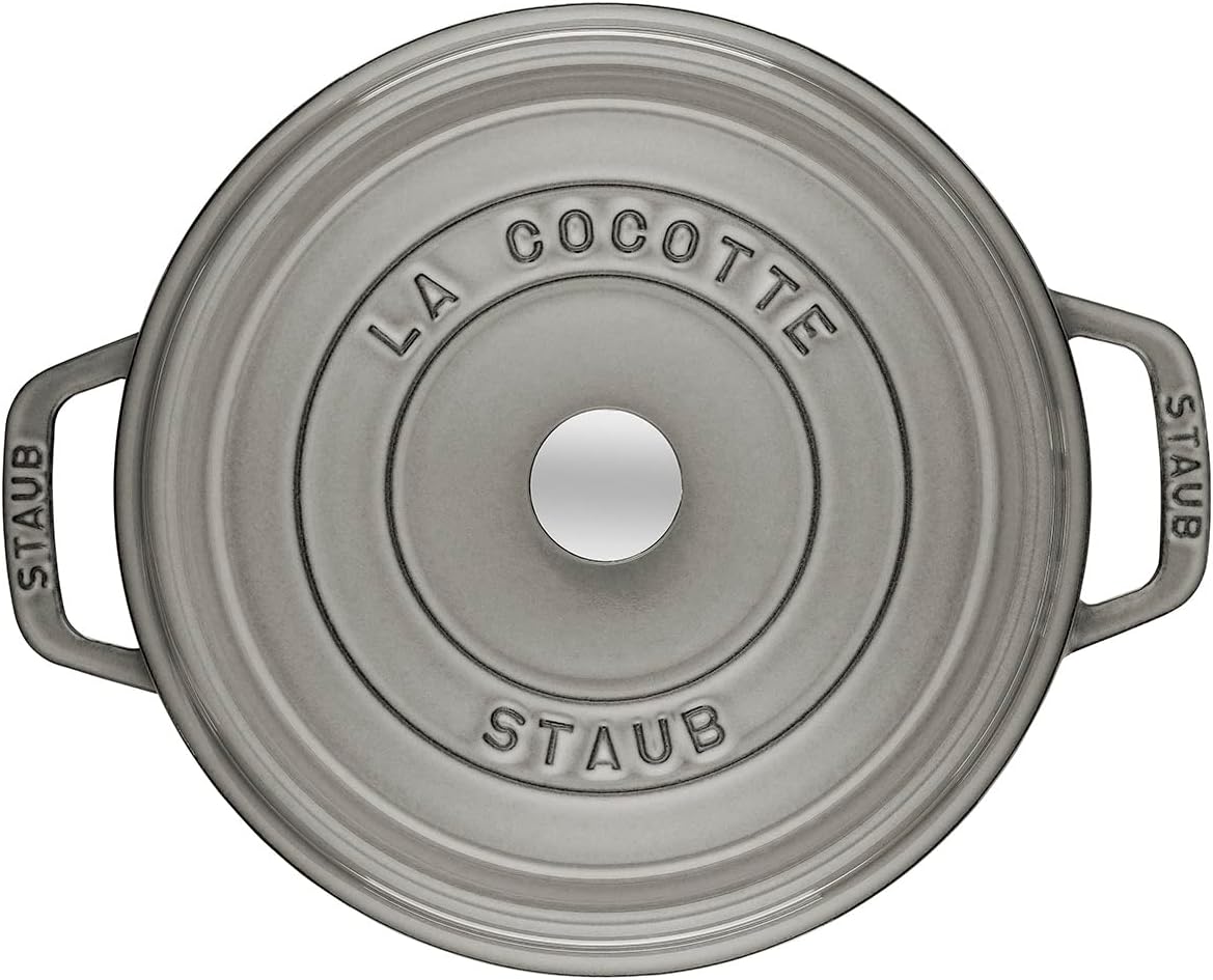 STAUB Cast Iron Roaster/Cocotte, Round, 34 cm, 12.6 L, Graphite Grey