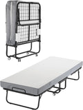 VEVOR 31 in x 75 in Folding Bed with 5 in Mattress, Twin Size, White, Metal Frame & Memory Foam Mattress, Portable Rollaway Bed, 300 lbs Weight Capacity, Adult, Guest