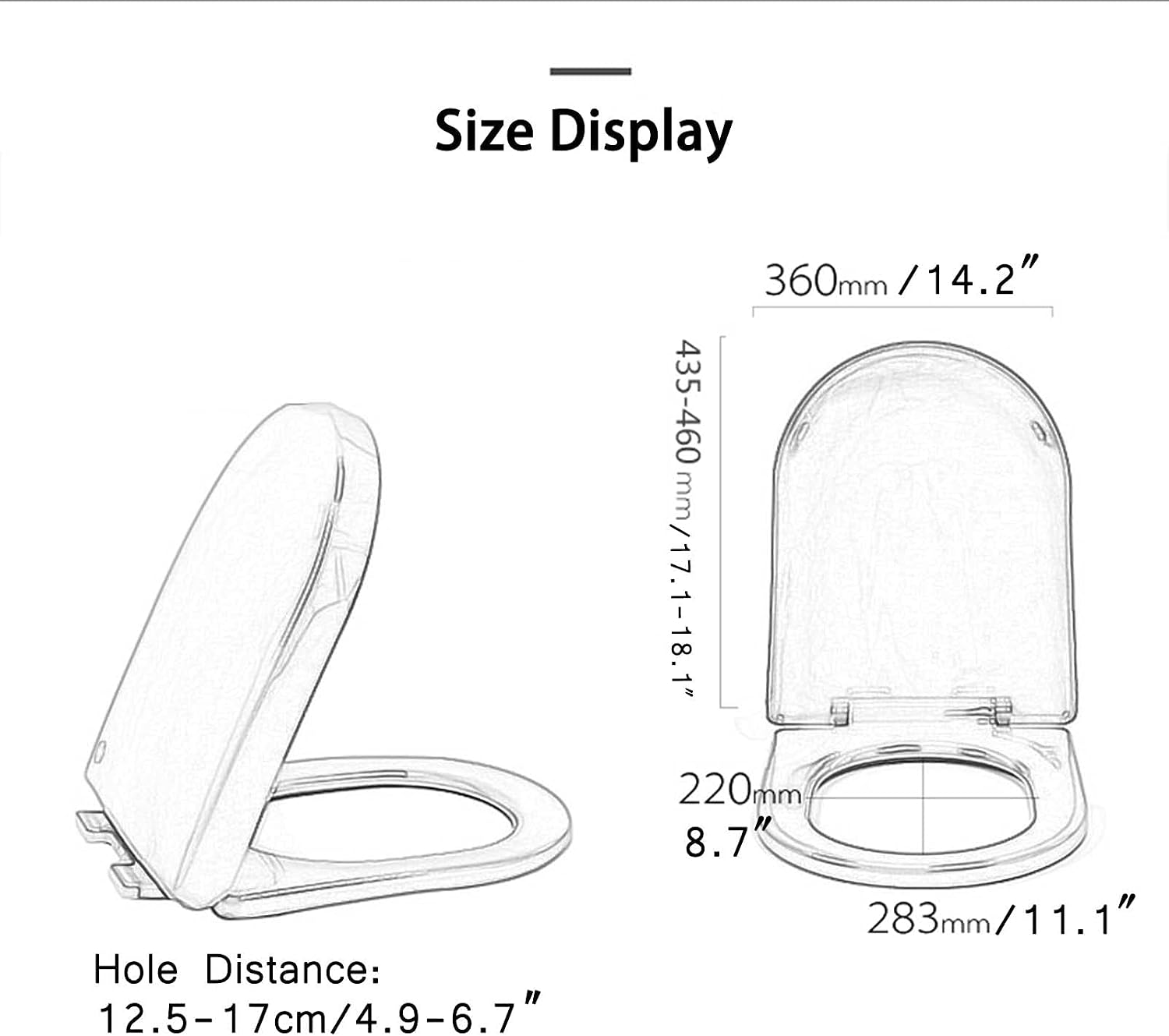 Soft Close Toilet Seats Round Toilet Seat Slow Close, Oval Toilet Seat with Non-Slip Seat Bumpers, Easy to Install (Blu)