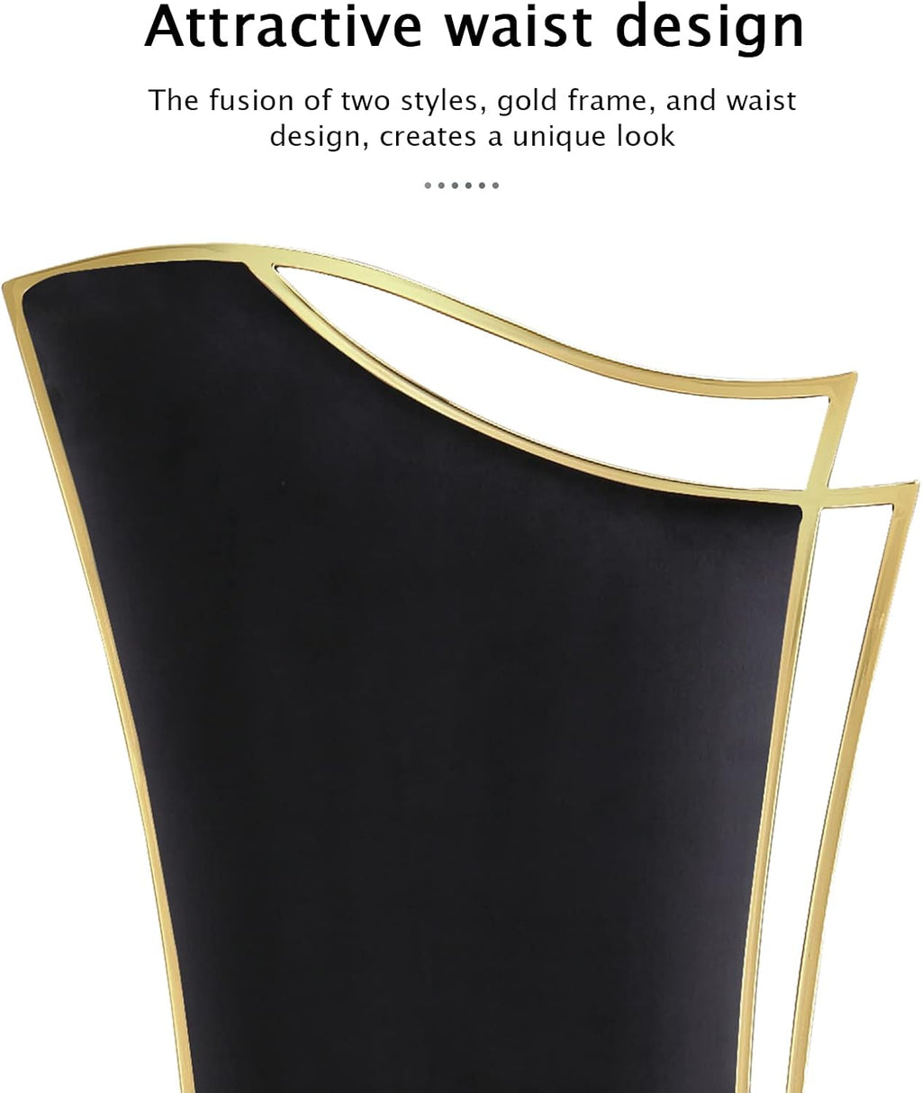 ACEDÉCOR 5 Piece Dining Table Set, Modern Dining Room Table with Gold Stainless Steel Metal U-Base, 4 Black Velvet Dining Chairs with Gold Legs(1 Table + 4 Black Velvet Dining Chairs)