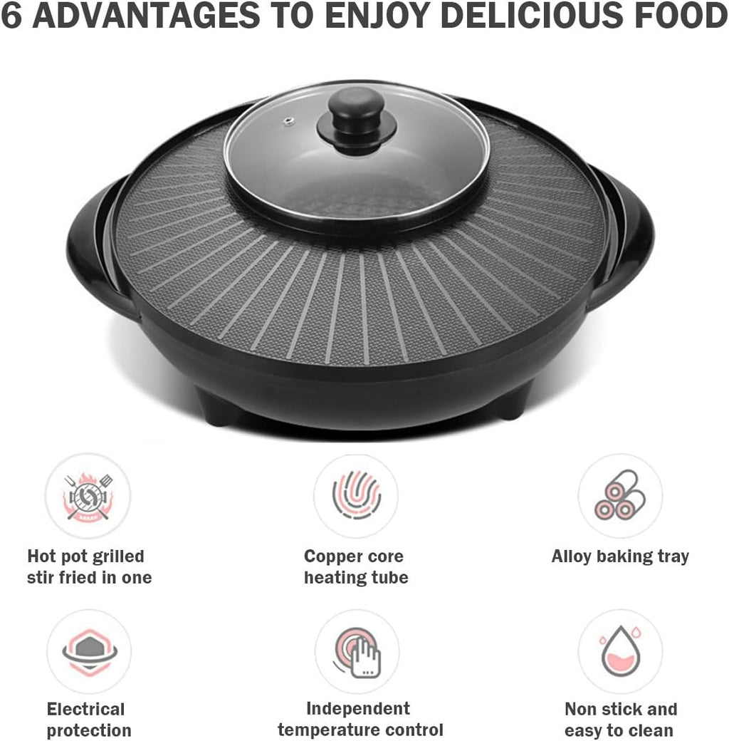Electric Flat Top Grill, Electric Griddle, Flattop Grills Indoor Safely Washable, Suitable for Frying Grilling Stir Frying(Black,42 * 35 * 17)