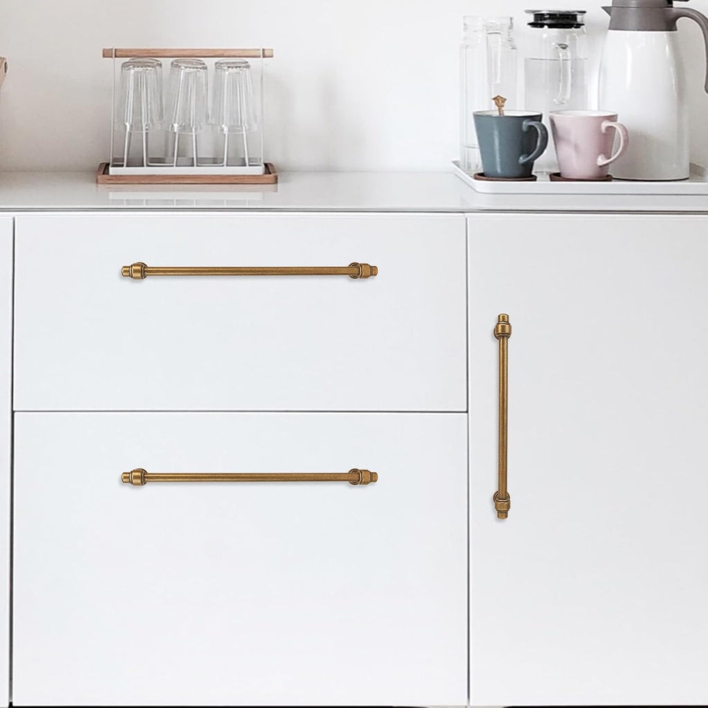 10 Pack 12-3/5 inch(320mm) Antique Brass Kitchen Cabinet Handles Cabinet Pulls Vintage Drawer Pulls Aged Gold Bronze Cabinet Hardware Kitchen Handles