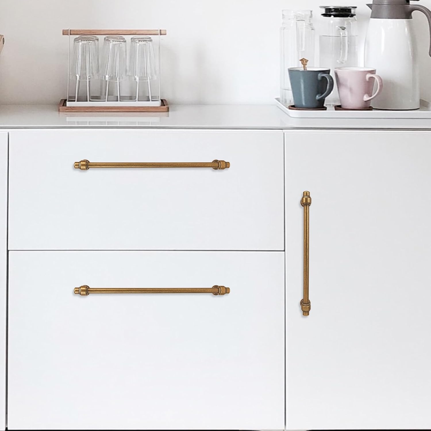 10 Pack 12-3/5 inch(320mm) Antique Brass Kitchen Cabinet Handles Cabinet Pulls Vintage Drawer Pulls Aged Gold Bronze Cabinet Hardware Kitchen Handles