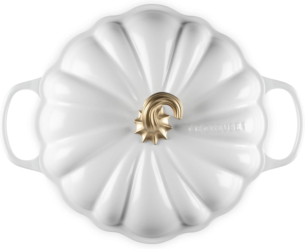 Le Creuset Enameled Cast Iron Signature Pumpkin Braiser, 2.75 qt., White