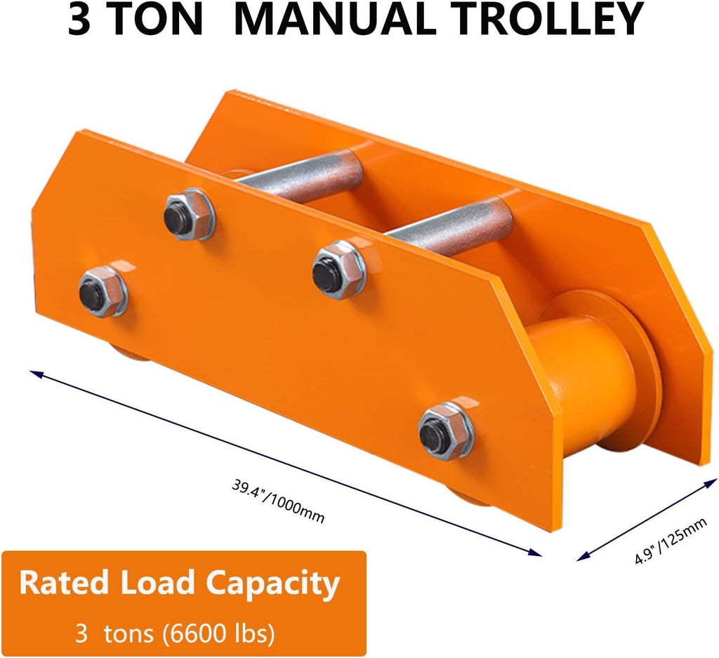 Extended Push Beam Hand Truck 1.5-3 Tons, 3.7' - 4.9' Flange Width 3300-6600 Lb Capacity Steel Hand Truck Suitable For Garages,construction Sites,warehouses(3ton/6600lbs)