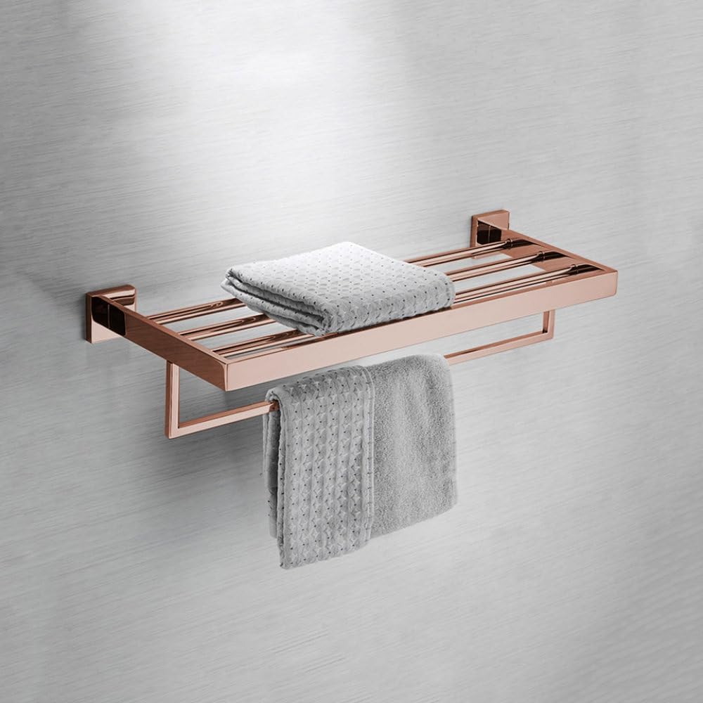 Shiny Polished Rose Gold Bathroom Hardware Accessories Towel Rack Toilet Paper Holder Towel Rail Bar Bathroom Robe Hook,50cm Towel Rack