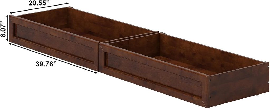 AFI, Mid-Century Modern Under Bed Storage Drawers, Queen/King/Twin XL, Walnut