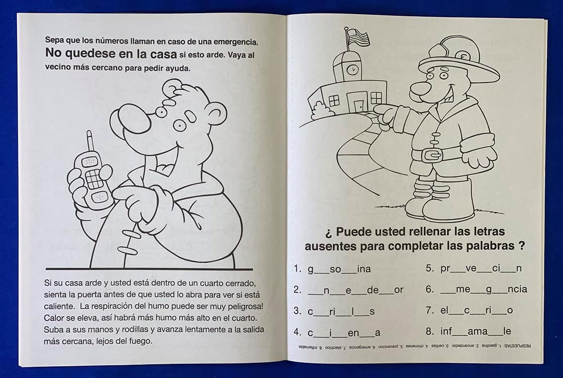 ZOCO – Fire Safety (in Spanish) Custom Coloring & Activity Books for Kids (250 Bulk Pack, Without Crayons) – Fire Prevention Week, National Night Out Educational Materials