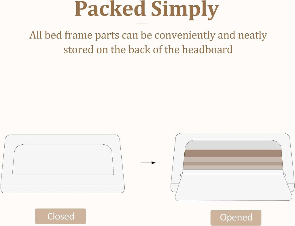 CXVX Twin Size Platform Bed Frame with Upholstered Headboard, Button Tufted Design, Strong Wooden Slats, No Box Spring Needed, Easy Assembly, Noise Free