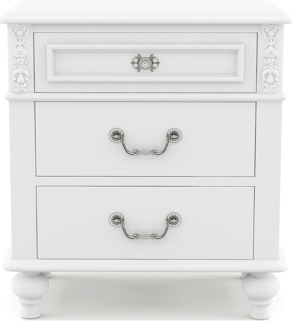Furniture of America Mondu 3-Piece White Wood Bedroom Set - Twin + 2 Nightstands