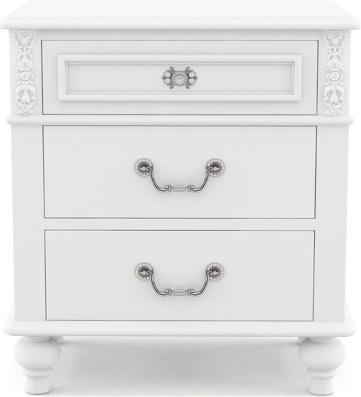 Furniture of America Mondu 3-Piece White Wood Bedroom Set - Twin + 2 Nightstands