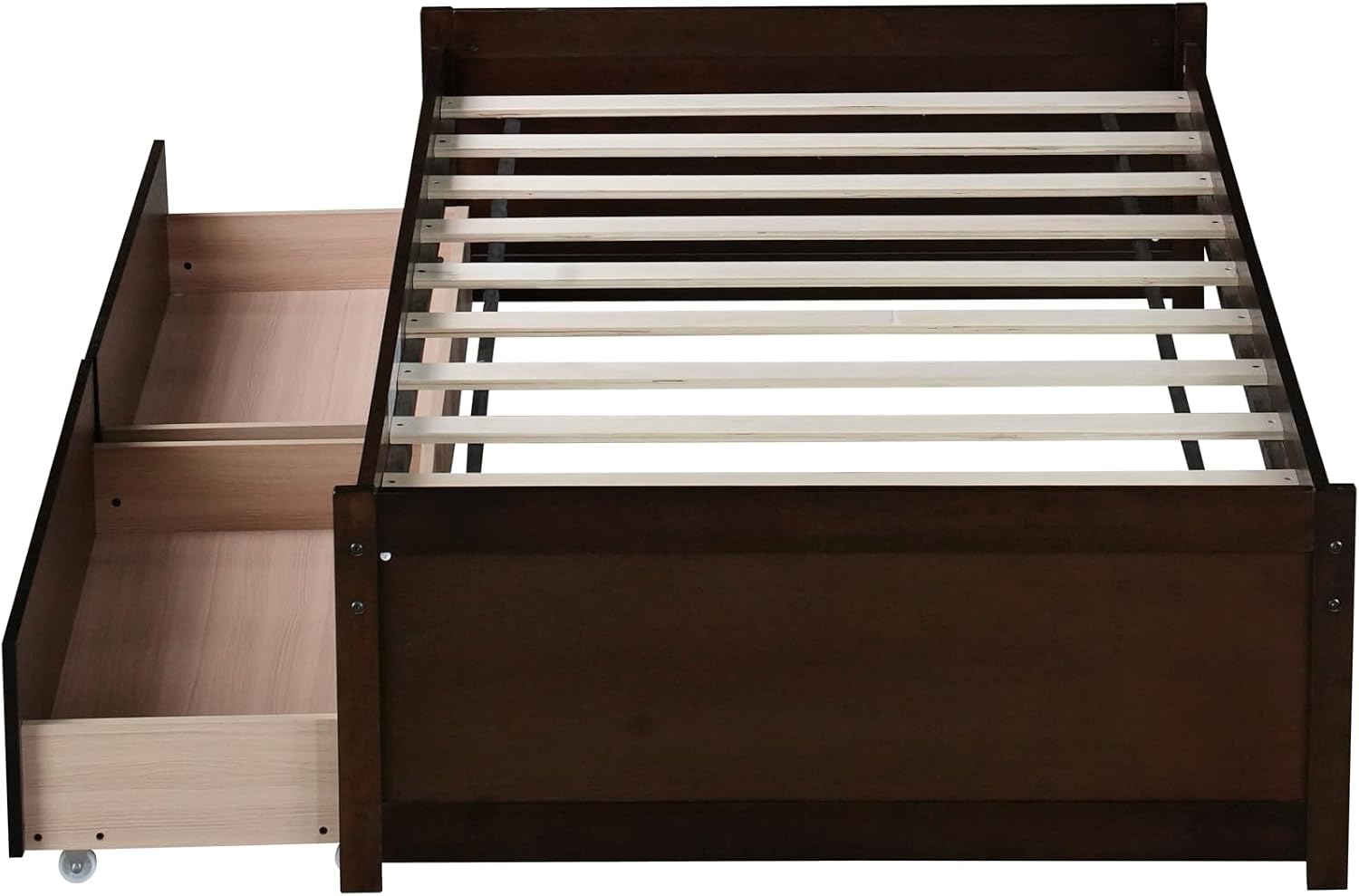 Bellemave Twin Kids Bed with Storage 2 Drawers, Wood Twin Daybed with Storage, BedFrames for Kids, Adults, Espresso