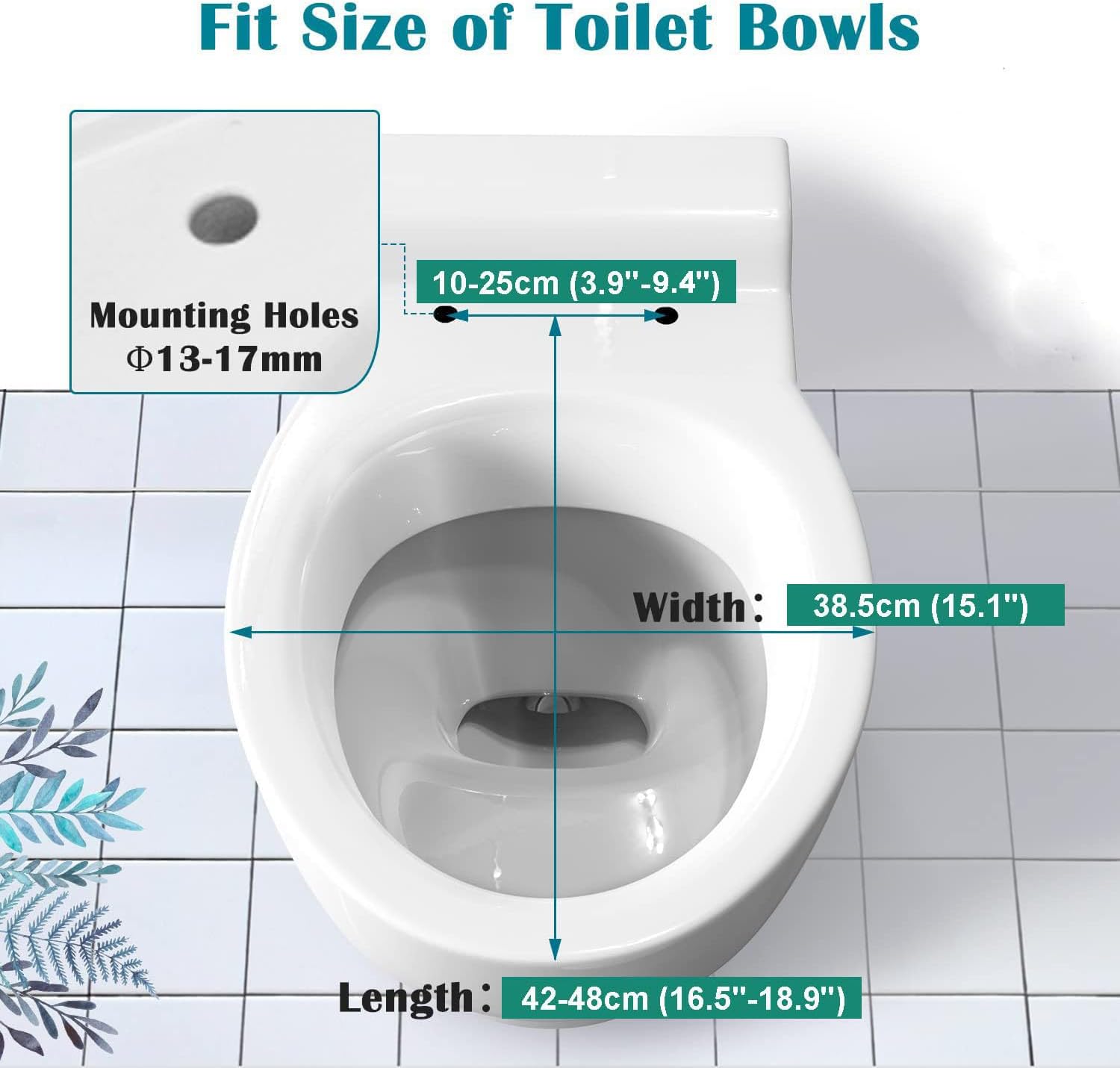 Toilet Seat Quick Release Toilet Seat with Top Fixing Hinges Will Slow Close, White Toilet Seat Round,Material, White,38.5×45cm (One Color 38.5x45cm)