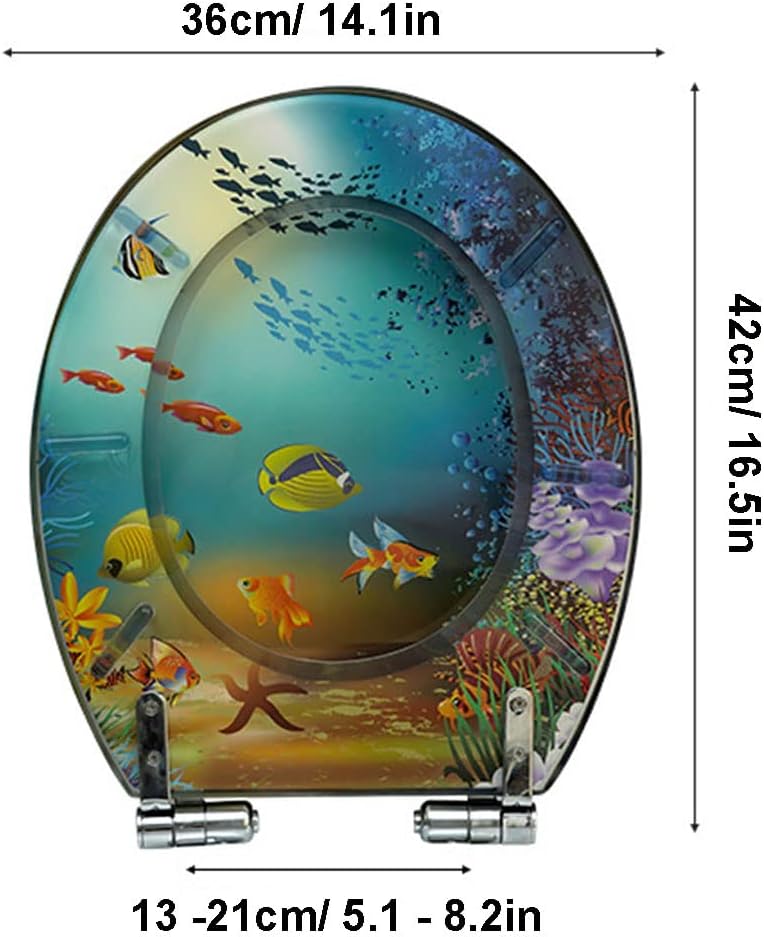 Toilet Seat Soft Close Toilet Seat Round Standard Toilet Seat 36×42cm, Toilet Seats Resin Toilet Seat Soft Close(Transparent)
