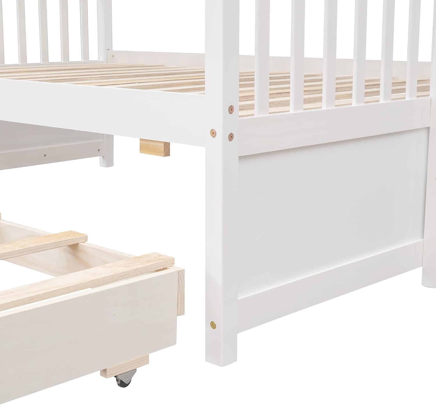 Harper & Bright Designs Twin Over Full Bunk Bed with Trundle, Solid Wood Bunk Bed Frame with Storage Drawers, for Kids Teens Adults (White)