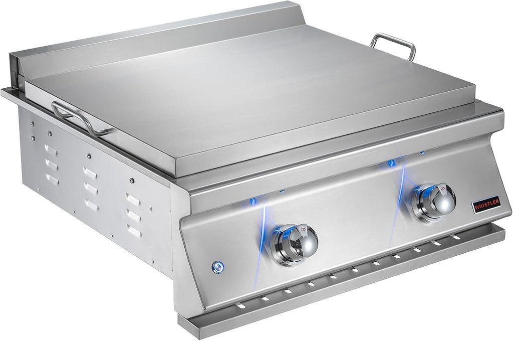 Whistler Built-in Propane Gas Griddle 28' Flat Top Griddle with Flame Thrower Ignition, Heavy Duty 304ss Cooking Plate, Fully Welded Fire Box