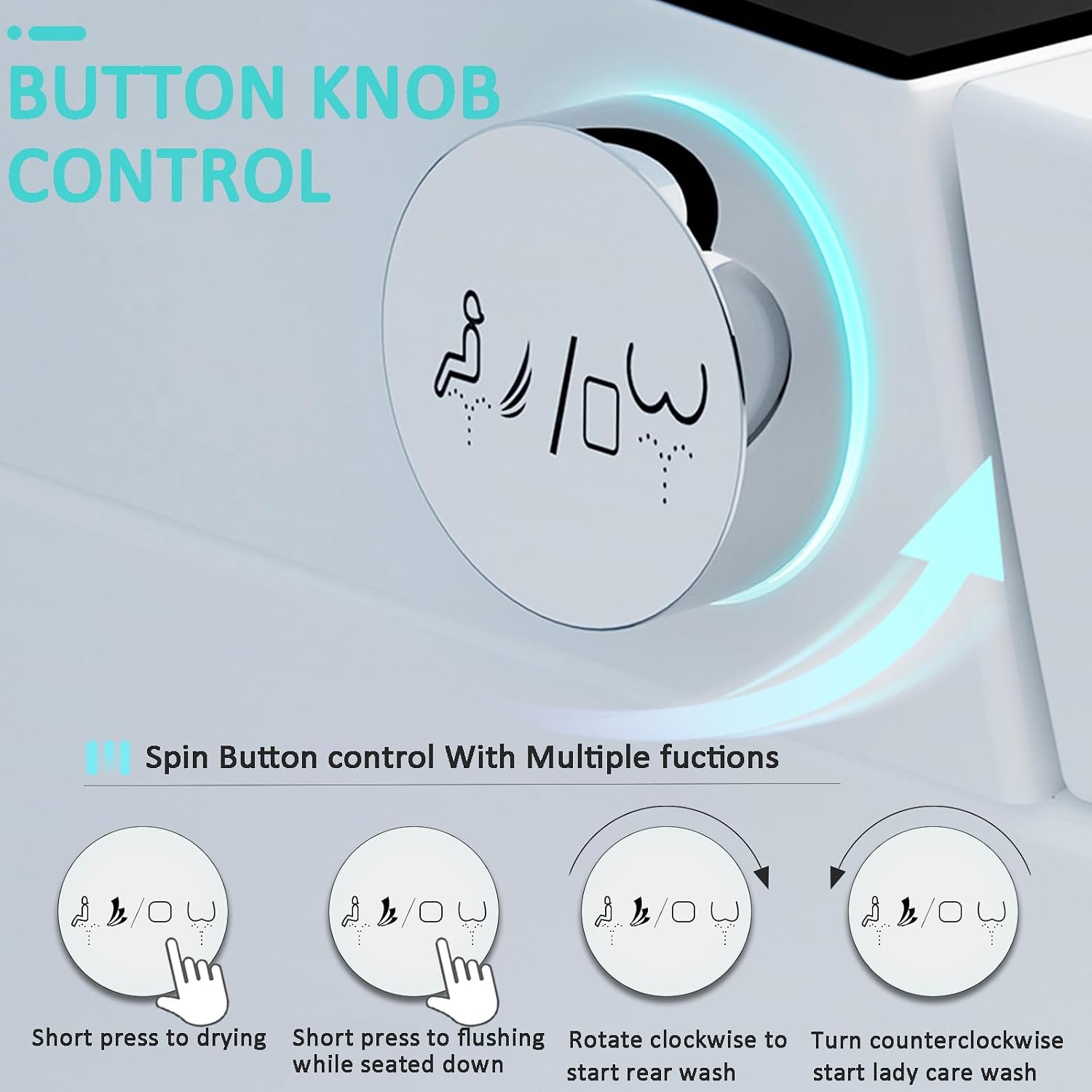 Smart Toilet with Heated Bidet Seat, One Piece Bidet Toilet for Bathrooms, AUTO Open/Close Lid/Flush, Feet Sensor Operation, Bidet Toilet with Dryer and Warm Water, Tankless Toilet in 1.28GPF (C)