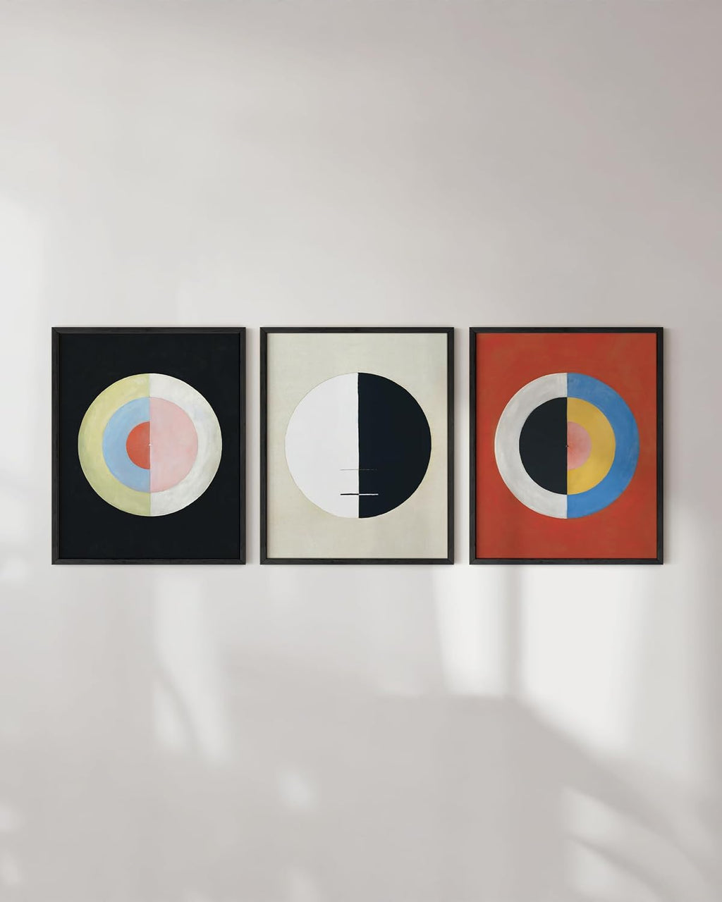 HAUS AND HUES Abstract Wall Art - Set of 3 Geometric Wall Art Vintage Prints, Vintage Art, Modern Wall Decor Frameable Wall Art, Hilma af Klint Abstract Wall Art for Living Room (Black Frame, 16x20)