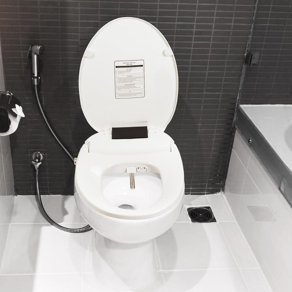 Electric Bidet Toilet Seat, Bidet Attachment for Toilet, Elongated Heated Toilet Seat with Instant Warm Water & Dryer, Self-Clean Nozzle, Automatic Flip Cover US Plug