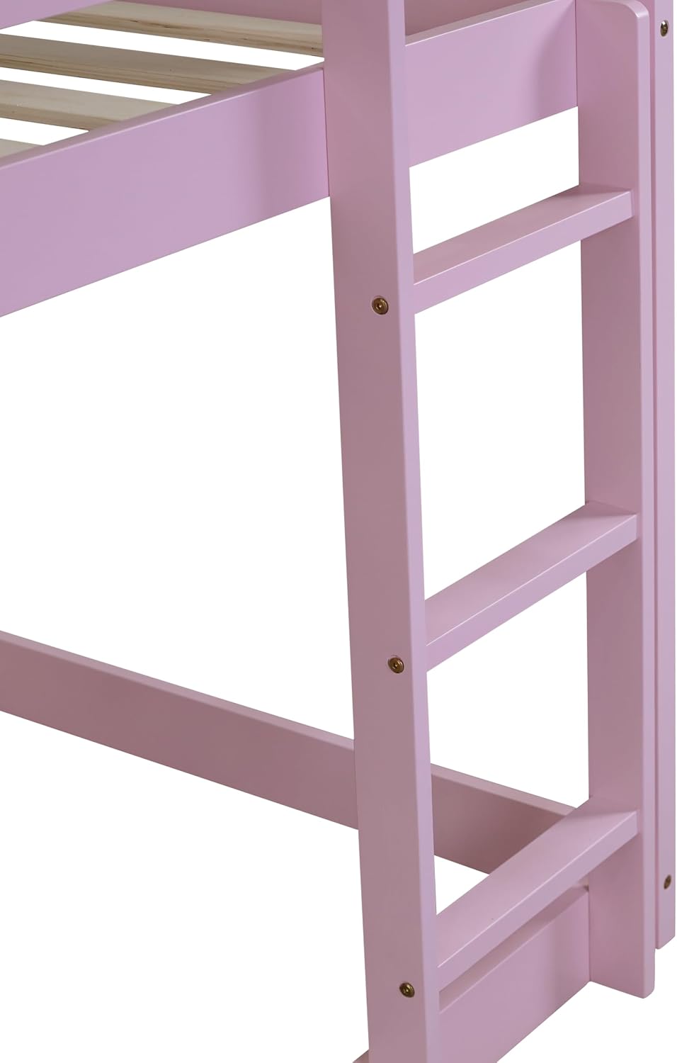 Bellemave Twin Over Twin Bunk Bed, Wooden House Bunk Bed with Ladder and Guardrails for Bedroom, Dormitory, Suit for Kids, Teens, Juniors, No Box Spring Needed, Pink