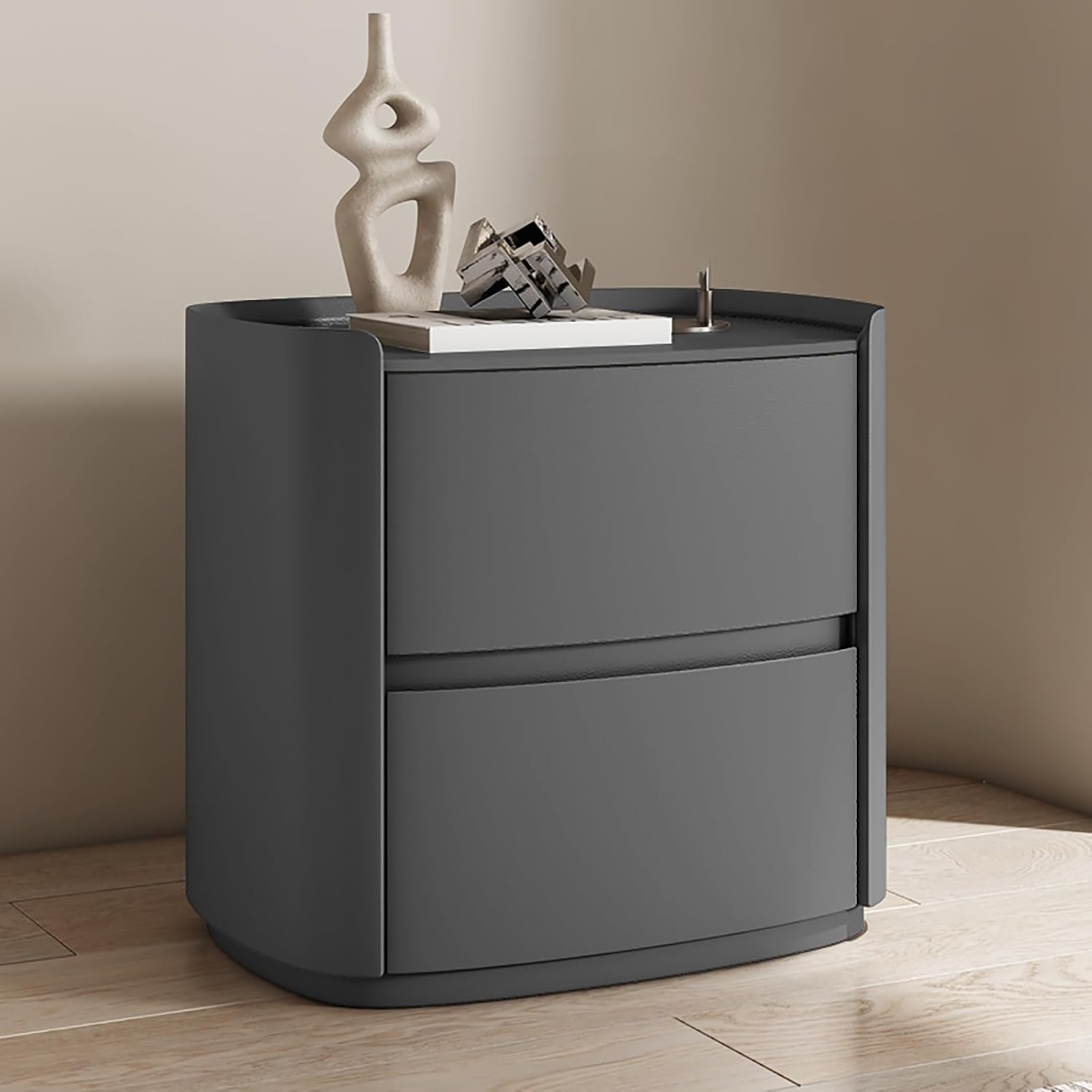 Modern minimalist bedroom solid wood bedside table with storage drawers, drawer storage cabinet, bedroom chest of drawers, wooden bedside table, white bedside table, storage side table ( Color : Dark