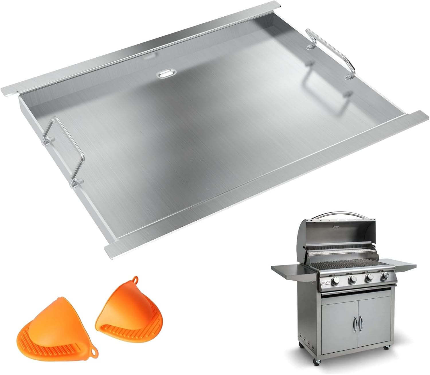 Full Size Griddle Insert for Blaze Grill 4/5 Burner Gas Grill Accessories,Flat Top Griddle Plate Replacement for BLZ-4LTE BLZ-5 Summerset Sizzler 32' & 40', RCS RJC32A, 29''L x 17.9''W Stainless Steel