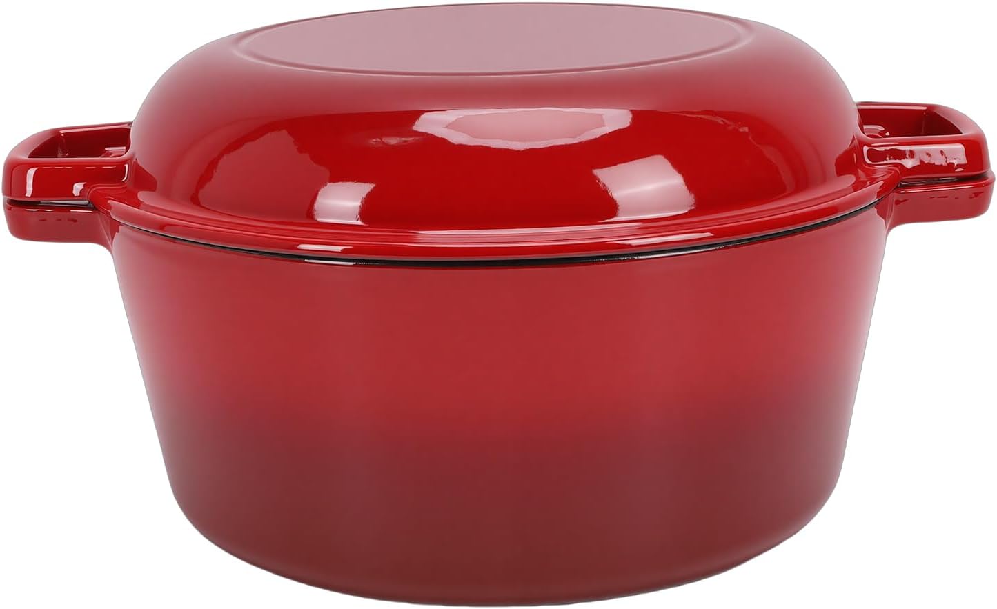 AYNEFY AYNEFY Cast Iron Braiser Pot 5QT Cast Iron Oven 2 in 1 Round Pot for Home Kitchen Braising Stewing Frying Baking Simmering Uniform Heat Distribution Kitchen Tools