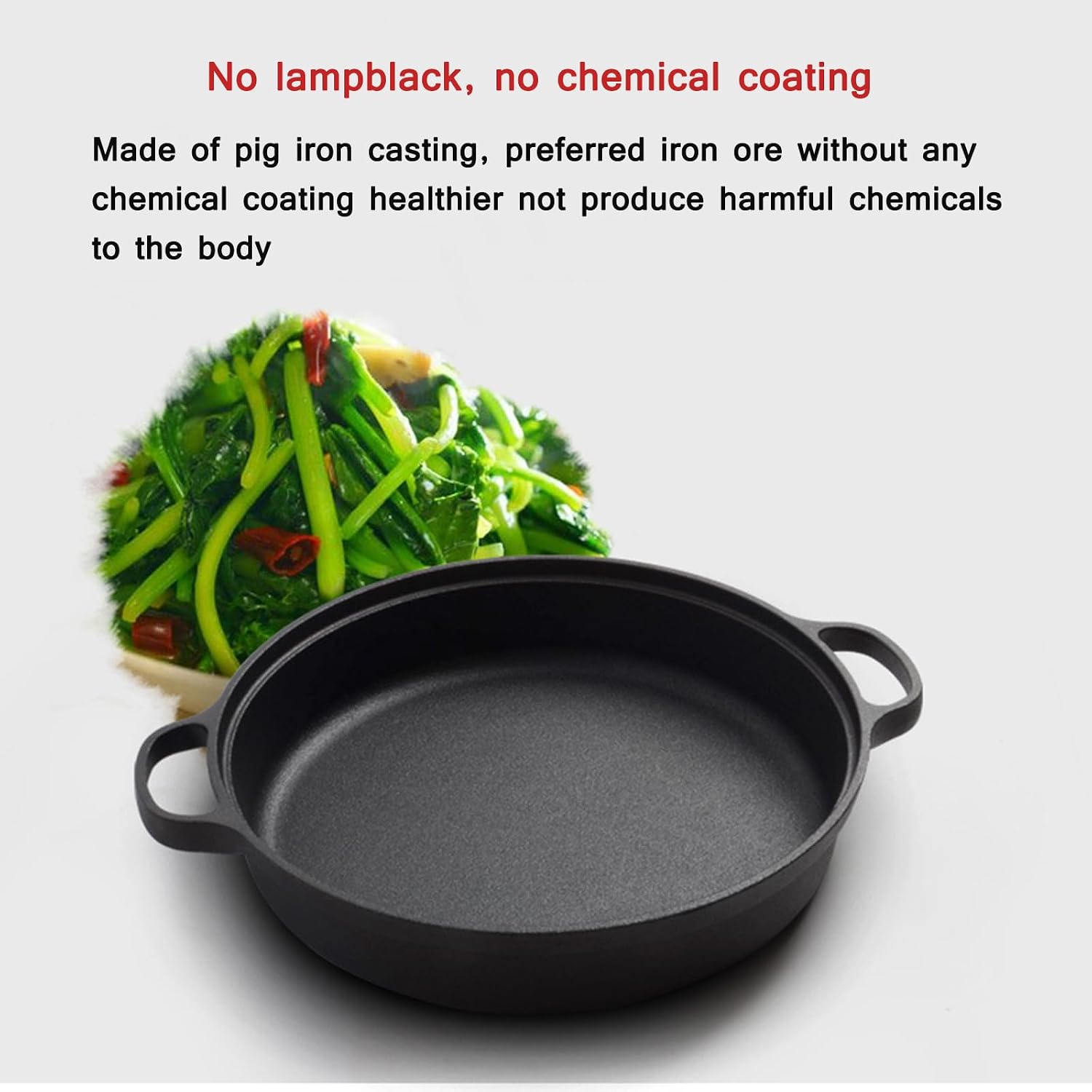 SVRITE Cast Iron Pizza Pan/Round Griddle - 25/28/30/33/35cm Cast Iron Skillet Dual Handle Braiser Frying Pan for Baking, Stove, Oven, Grill, BBQ (35CM)