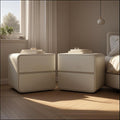 Bedside Table Set of 2 with Drawers, Simple Leather Bedside Table, Left and Right Combination Bedside Tables Suitable for Bedrooms(Beige,Medium)