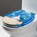 Resin Toilet Seat Round 16.5', Quiet Slow Soft Close Toilet Lid, Heavy Duty Toilet Seats Cover with Ocean Series 3D Effects Decorative (Sailboat)