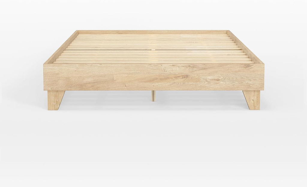 eLuxurySupply Wooden Platform Bed Frame Full Size, Natural - Low Profile, No Box Spring Needed, Easy Assembly, Wooden Modern Minimalist Style