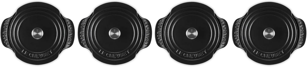 Le Creuset Enameled Cast Iron Gourmand Collection Set of 4 Mini Round Braiser, .3 qt., Matte Black w/Stainless Steel Knob