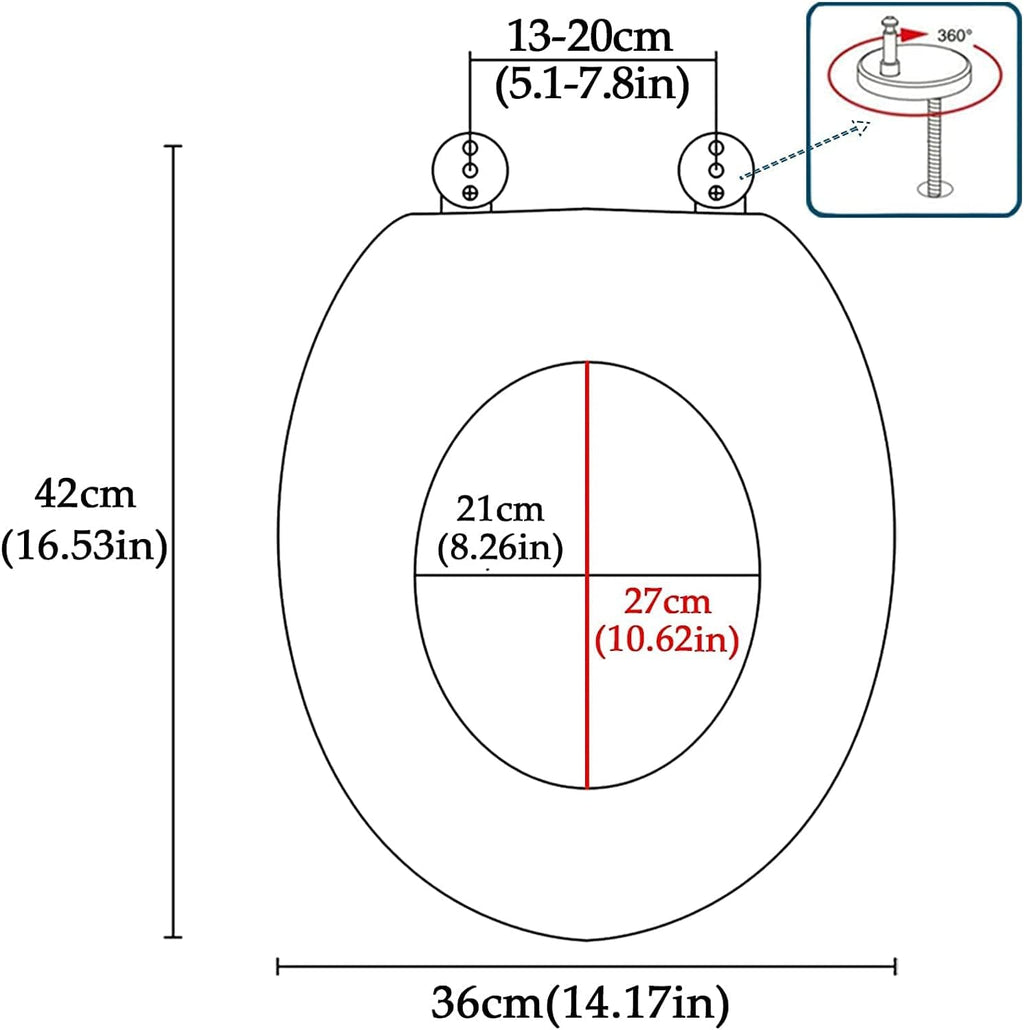 Glitter Resin Toilet Seat, Toilet Seat Cover Round, Easy Installation and Cleaning, Soft Close and Sands for U/V/O Type Toilet, 16.5 Inches,A