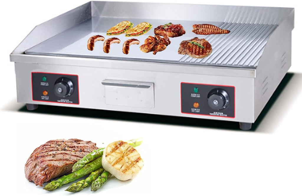 Commercial Electric Griddles, Flat Top Griddle Grill Station, Nonstick Electric Griddle Countertop Hot Plate Commercial Bbq Grill, for Camping, Outdoor, Tailgating, Kitchen, Home, Barbecue,822