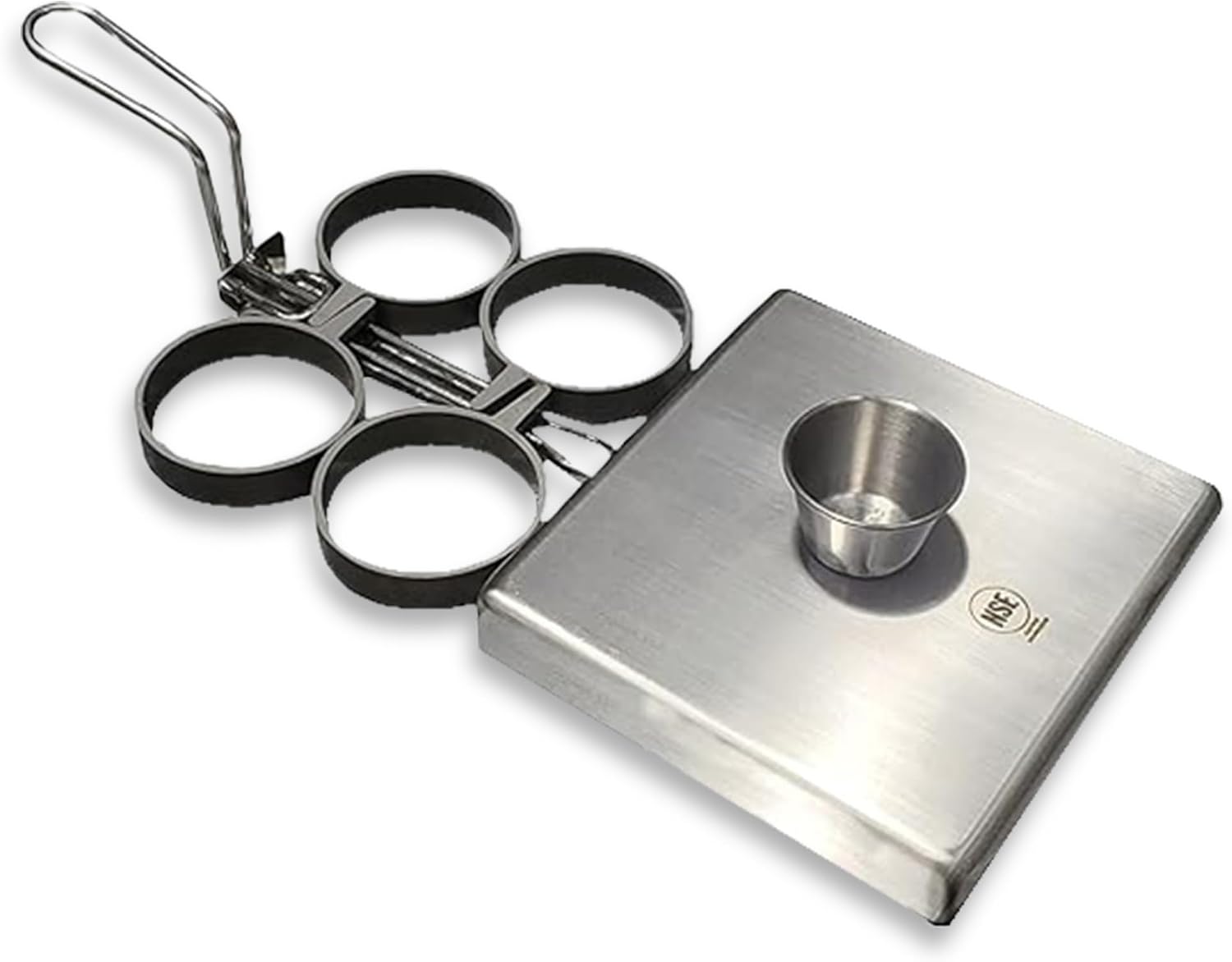 Rattleware Stainless Steel Egg Rings Commercial-Grade Egg Fryer Ring for Frying Eggs – Durable Metal Round Rings with Heat-Resistant Handle – Breakfast Kitchen Gadgets and Egg Cooker (4 Ring Set)