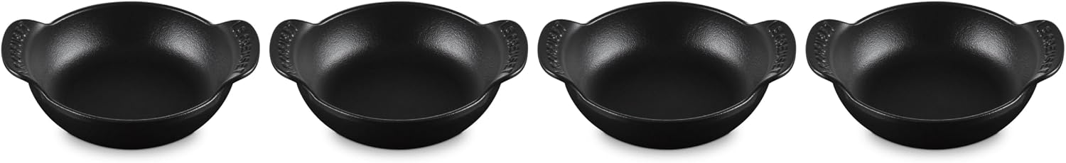 Le Creuset Enameled Cast Iron Gourmand Collection Set of 4 Mini Round Braiser,.3 qt., Matte Black