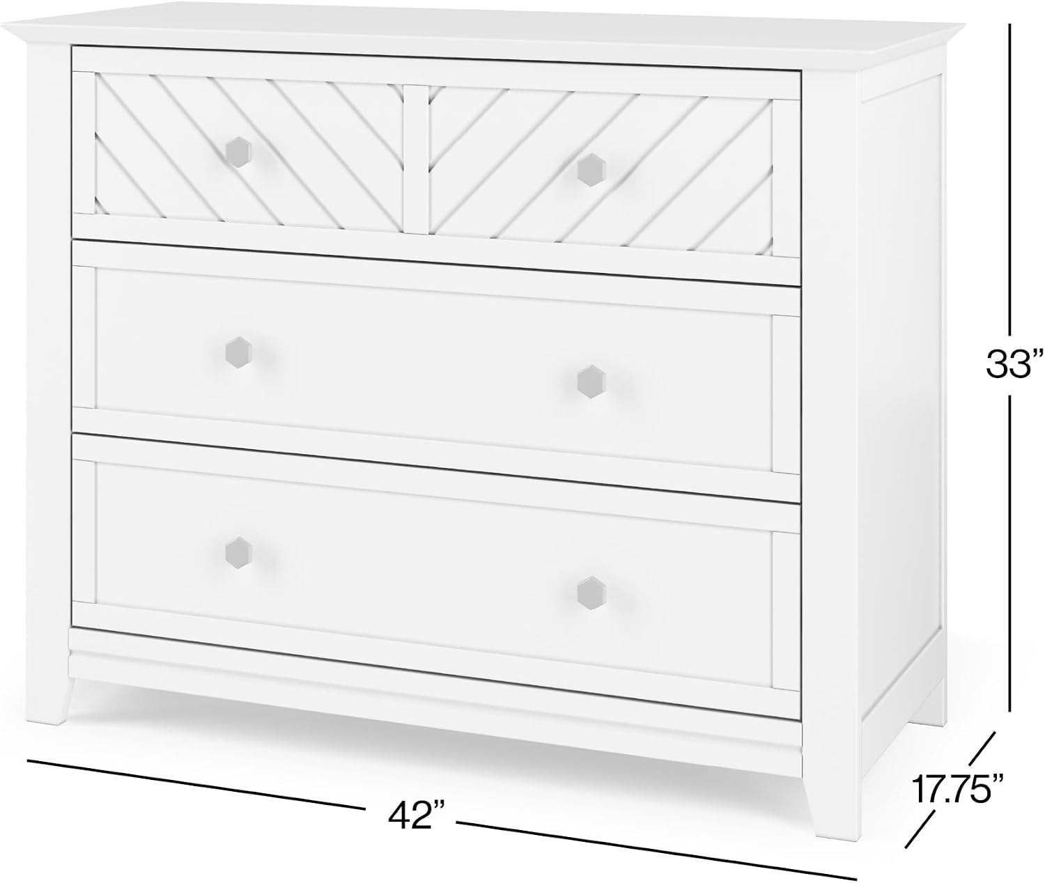 Child Craft Atwood Design 4-in-1 Convertible Baby Crib Nursery Furniture Set, Baby Bed, 3 Drawer Dresser and Chest Drawer, for Babies, Toddlers and Kids Bedroom (3 Piece - Matte White)