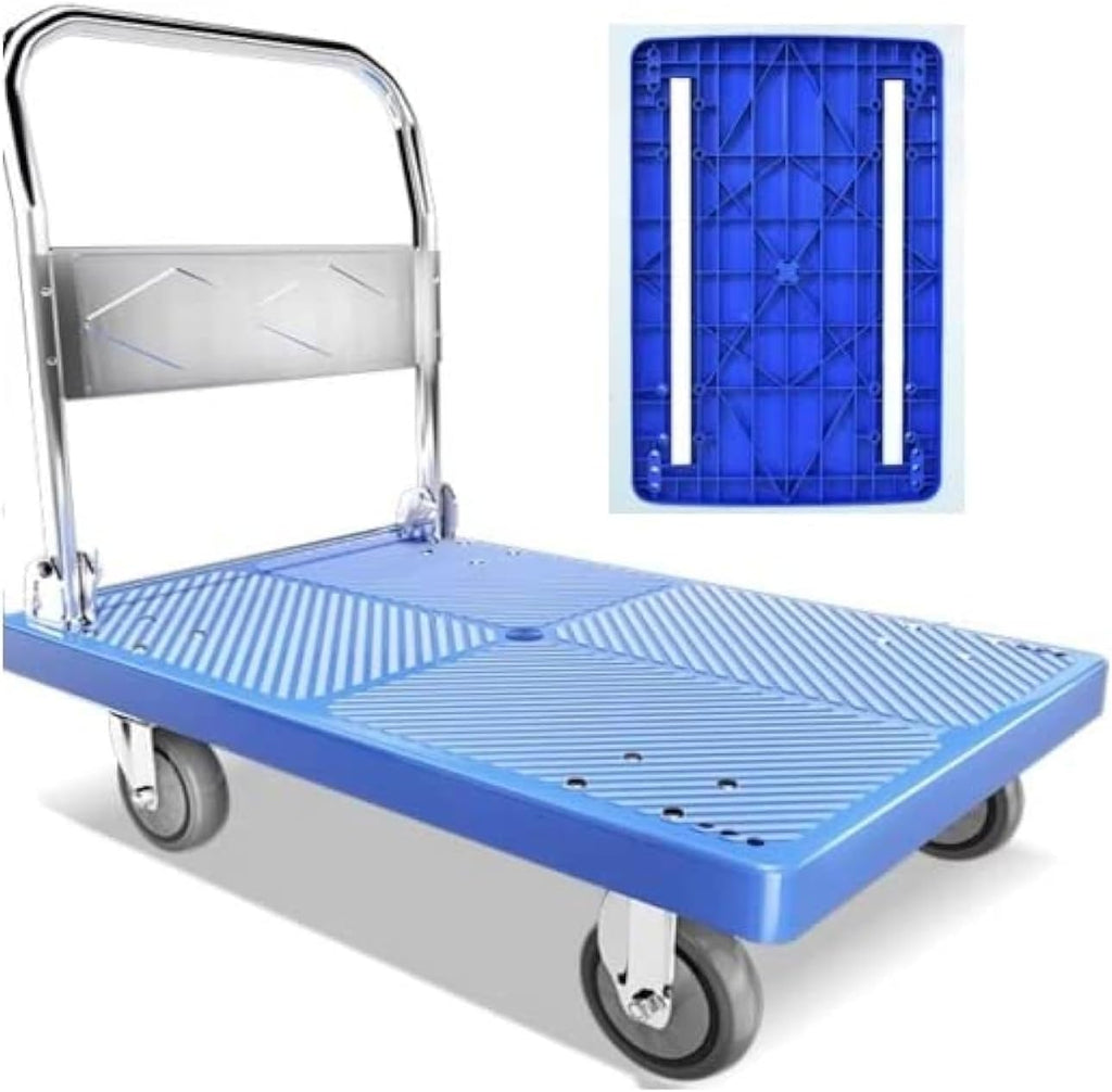 Dolly cart Folding Platform cart with 660/880 lbs Weight Capacity Push Cart Dolly Moving Platform Hand Truck Add 2 reinforcing Steel bar in it 360 Degree Swivel Wheels Loading and Storage (880lbs)