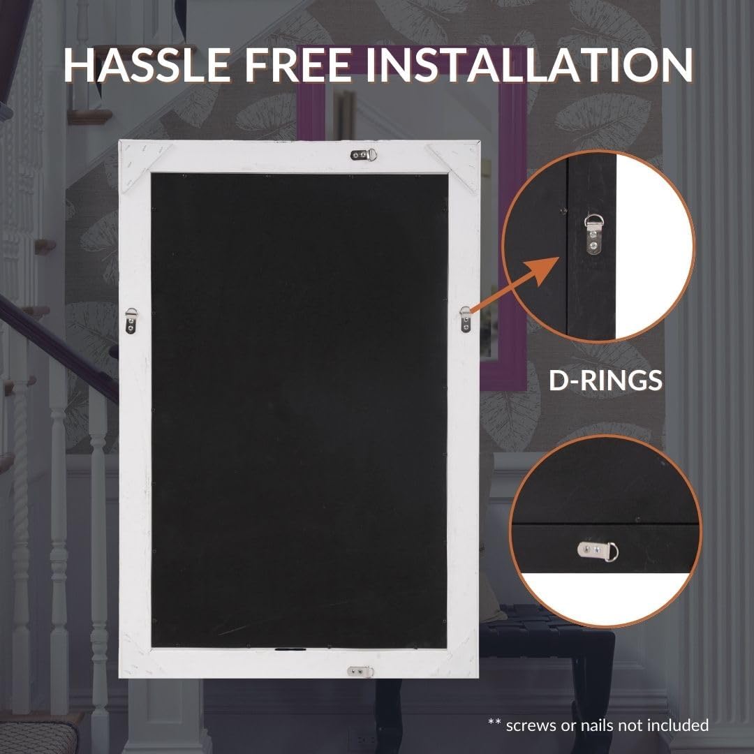 Howard Elliott George Rectangular Glossy Hot Pink Wall Mirror, Rectangle Hanging Wood Framed Vanity Mirrors for Home Decor, Living Room, Bathroom, Bedroom, or Hallway, 24 x 36 Inch