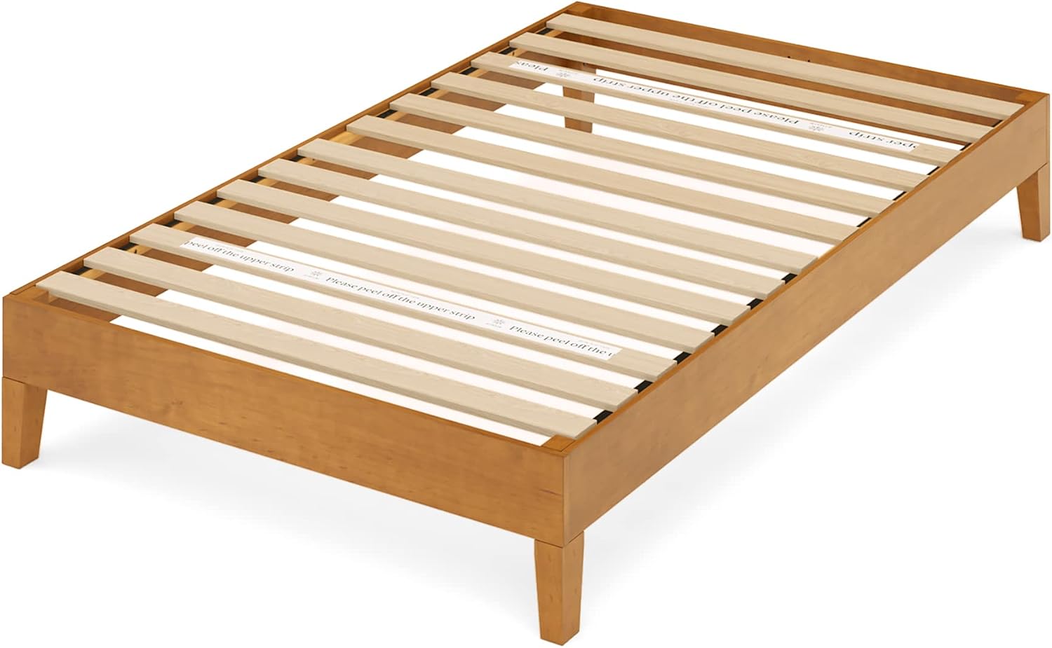 Zinus Alexis Deluxe Wood Platform Bed Frame, Solid Wood Foundation, No Box Spring Needed, Wood Slat Support, Easy Assembly, Rustic Pine, Twin