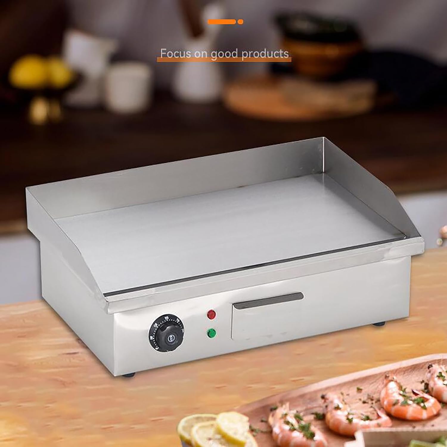 Commercial Griddle 22' Electric Griddle 220V 3000W Non-Stick Countertop Flat Top Griddle Stainless Steel Grill for Restaurant Kitchen
