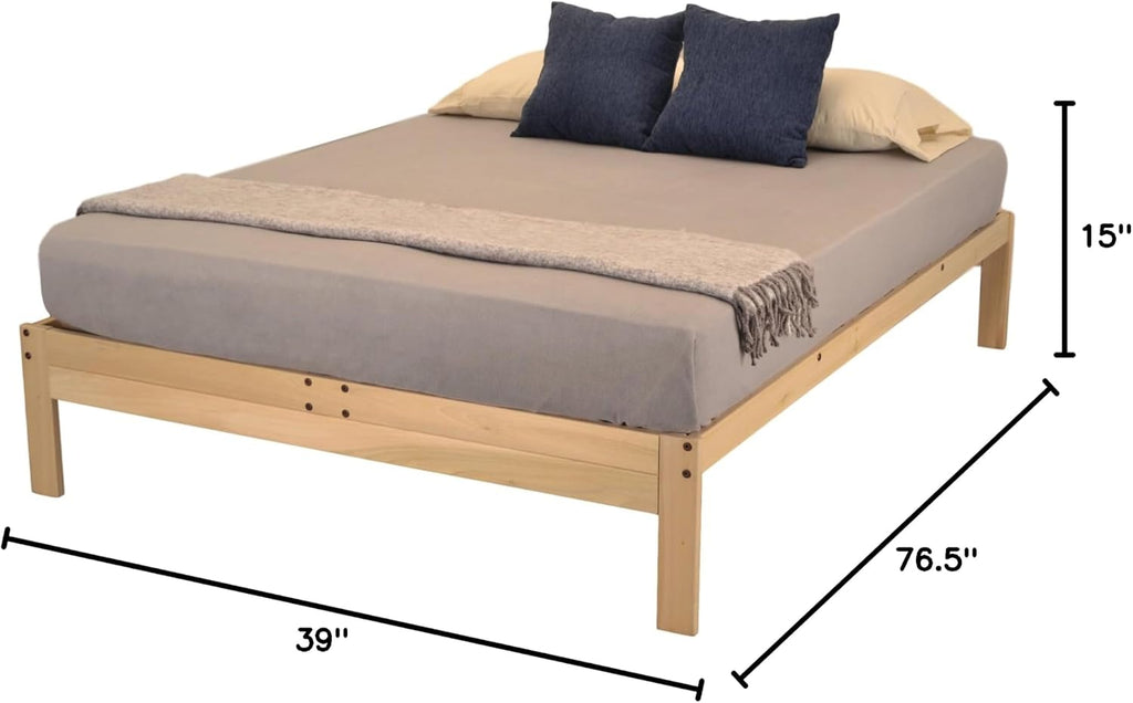 KD Frames Nomad Platform Bed - Twin Bed Frame - Unfinished Wood Bed Frame - Minimalist Swedish Design - Natural Wood Bed - Easy Assembly, No Box Spring Needed - Solid Wood Twin Platform Bed