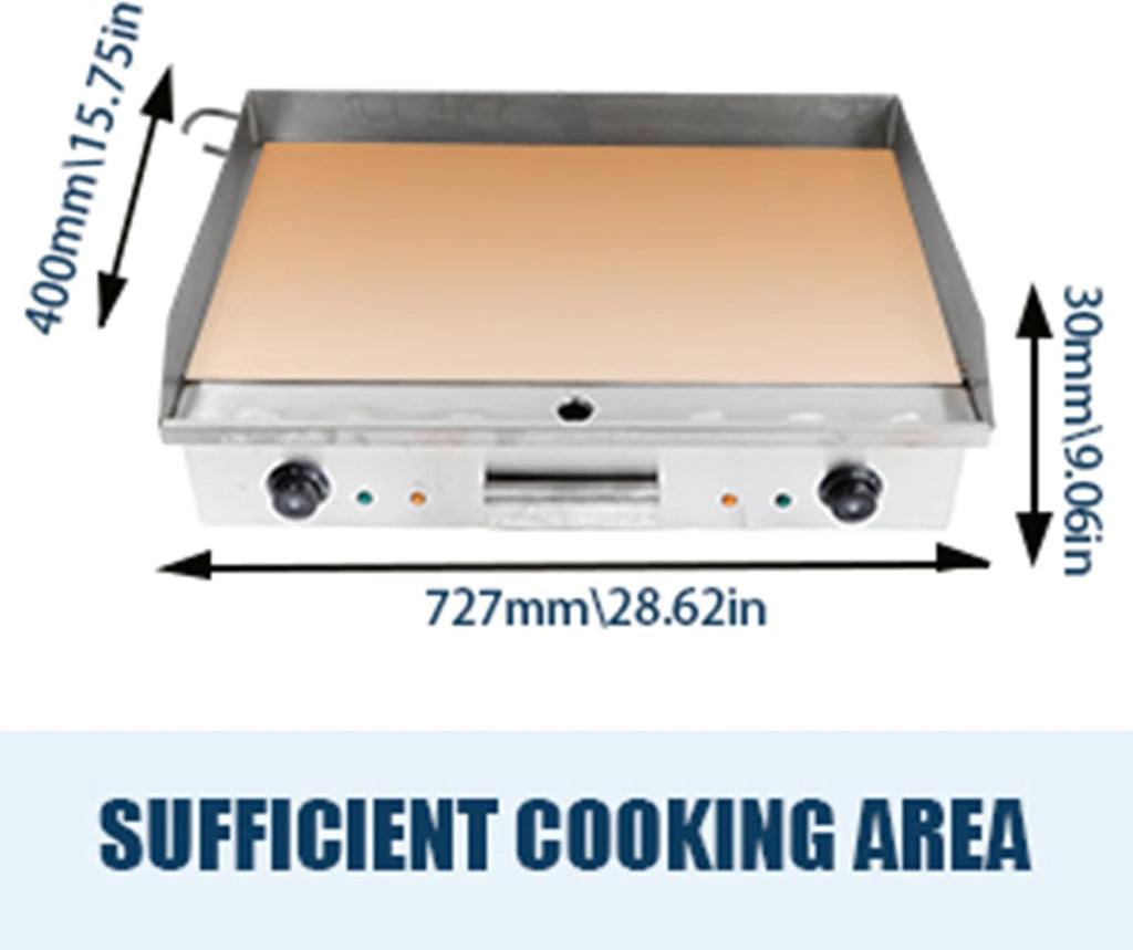 Electric Griddle, 110V 4400W 29' Commercial Countertop Griddle, Flat Top Grill Hot Plate BBQ, Stainless Steel Adjustable Temperature Control 122°F-572°F