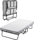 VEVOR 38 in x 75 in Folding Bed with 5 in Mattress, Twin Size, White, Metal Frame & Memory Foam Mattress, Portable Rollaway Bed, 450 lbs Weight Capacity, Adult Guest Bed