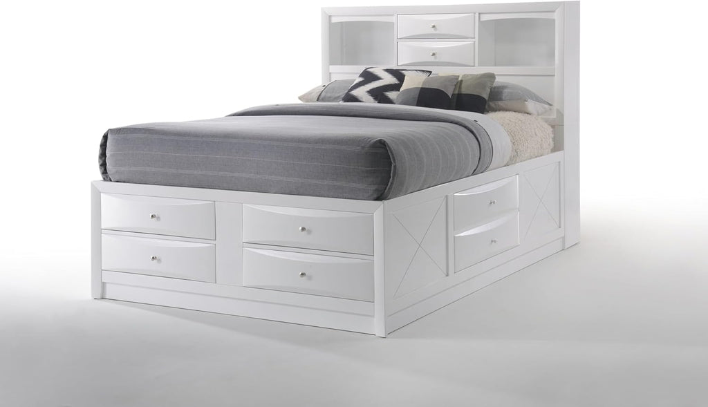 Acme Ireland Eastern King Platform Bed with Storage in White